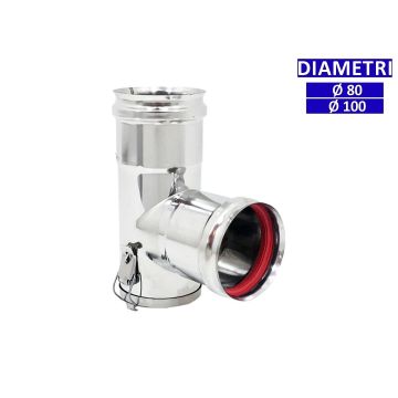 ALLINOX Raccordo a Tee 90° Con Ispezione Bassa Canna Fumaria