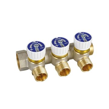 Collettore Semplice 3 Vie 1/2” ICMA Art.227 Con Valvole Di Intercettazione