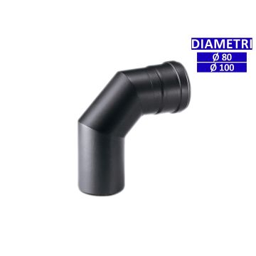 ALLINOX Curva 90° Canna Fumaria Acciaio Nero Raccordo Stufa a Pellet