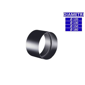 ALLINOX Manicotto Femmina Canna Fumaria Acciaio Nero Raccordo Stufa a Legna