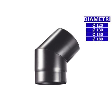 ALLINOX Curva 45° Canna Fumaria Acciaio Nero Raccordo Stufa a Legna
