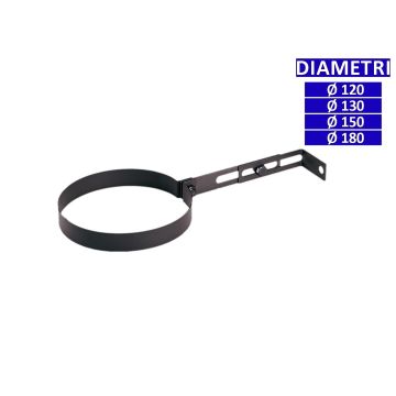 ALLINOX Collare Di Fissaggio Staffa Canna Fumaria Acciaio Nero Stufa a Legna