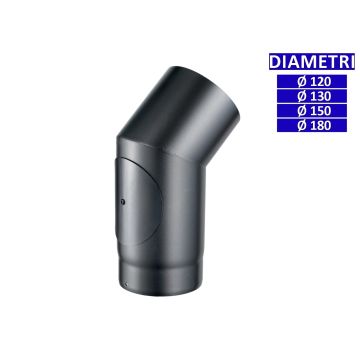 ALLINOX Curva 45° Con Ispezione Canna Fumaria Acciaio Nero Stufa a Legna