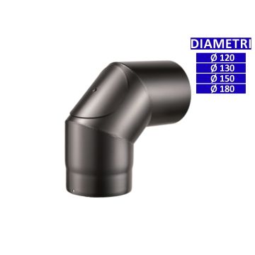 ALLINOX Curva 90° Con Ispezione Canna Fumaria Acciaio Nero Stufa a Legna