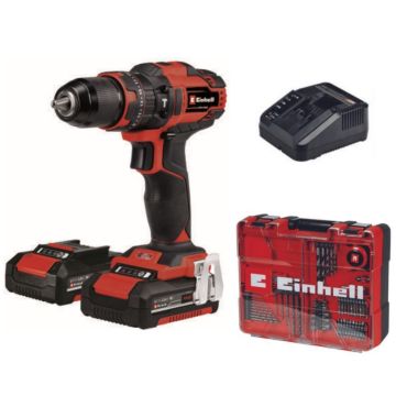 Kit Trapano Avvitatore EINHELL TE-CD 18/40 2x2.0 Ah + 64 Accessori