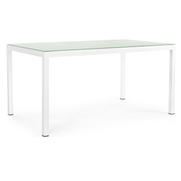Tavolo Bianco BIZZOTTO CRUISE 150x90 In Vetro e Alluminio