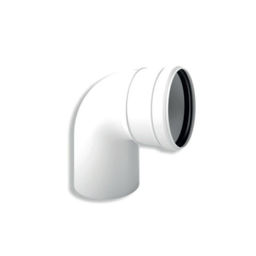 Curva a 90° Canna Fumaria 80-100 mm Bianco In Plastica PPs Con Guarnizione