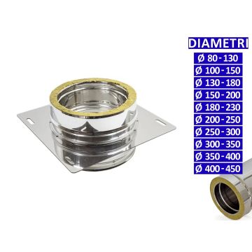 ALLINOX Supporto a Solaio Doppia Parete Raccordo Canna Fumaria Acciaio Inox