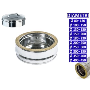 ALLINOX Tappo Cieco Doppia Parete Con Maniglia Canna Fumaria Acciaio Inox