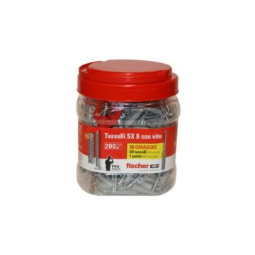 Tasselli Con Viti FISCHER SX 6 S Barattolo Propack 200 Pz