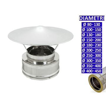 ALLINOX Terminale Cinese Doppia Parete Acciaio Inox Canna Fumaria Comignolo Coibentato